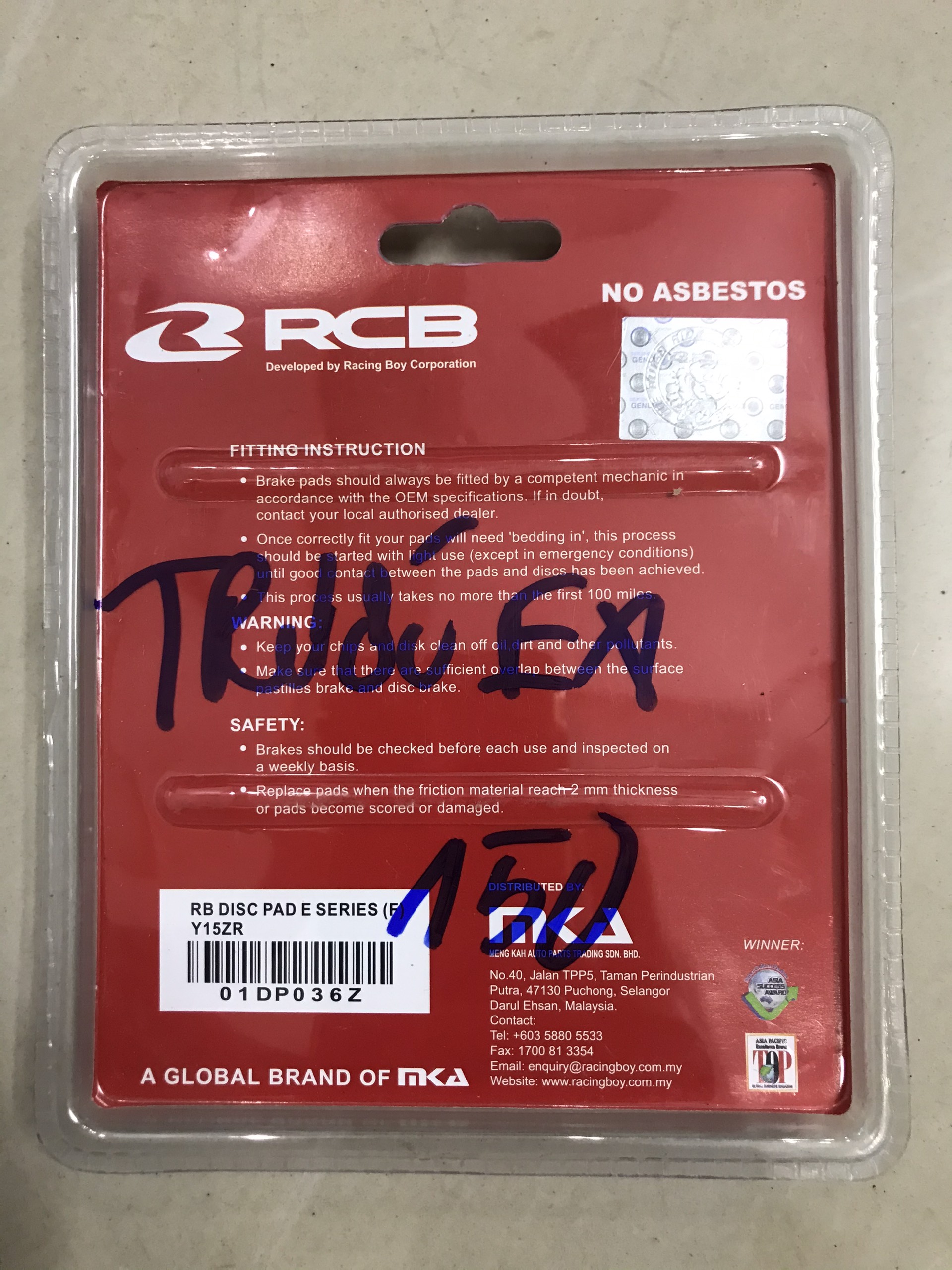 Bố thắng trước Exciter 150 RCB( hàng đẹp) (má phanh)