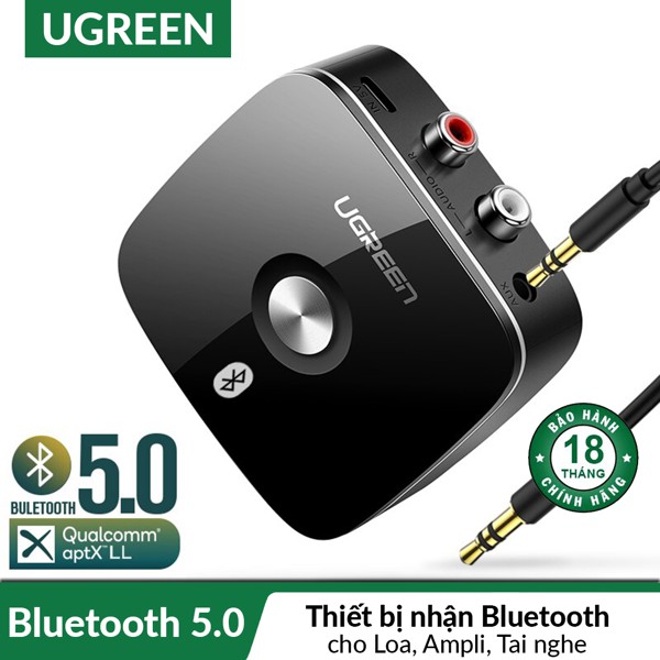 Bộ thu bluetooth 5.1 cho loa, amly hỗ trợ cổng 3.5mm + rca ugreen 40759 cao cấp