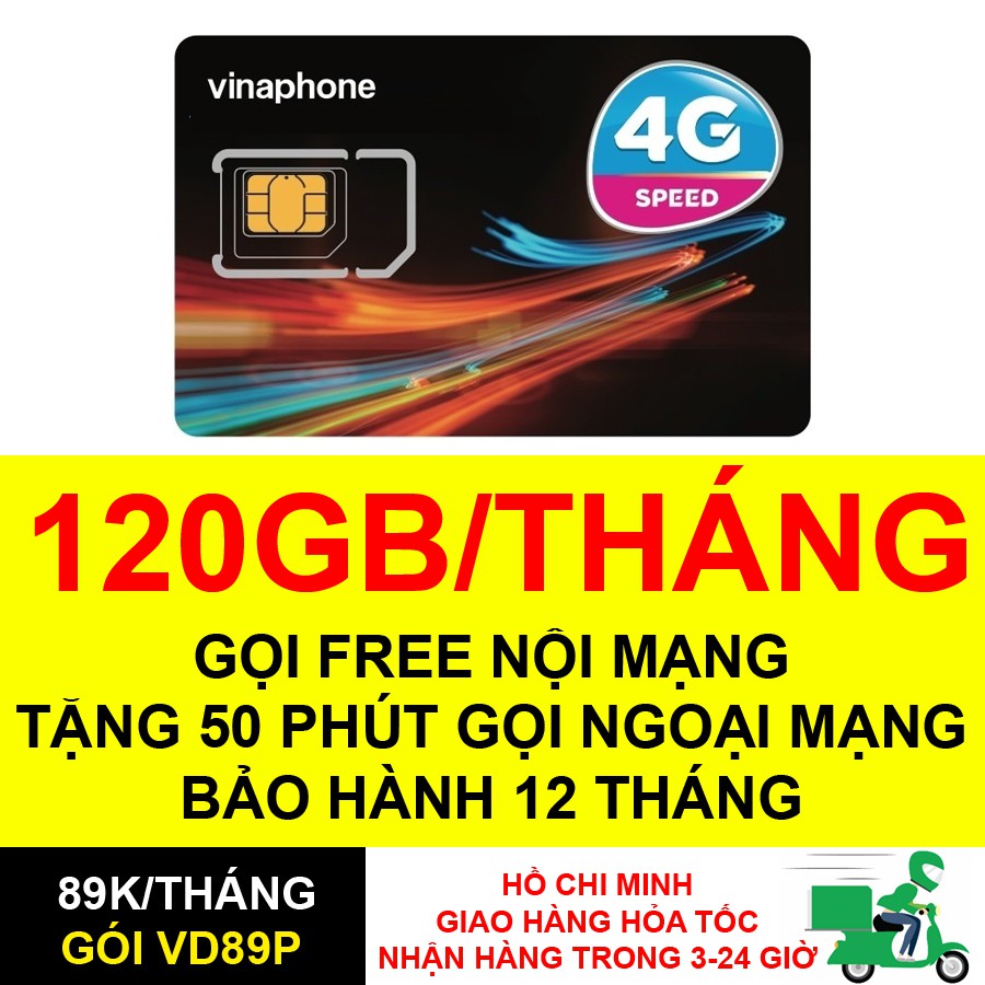 Sim 4G Vinaphone VD89P 4GB ngàychỉ với 89k tháng + 50phút ngoại mạng