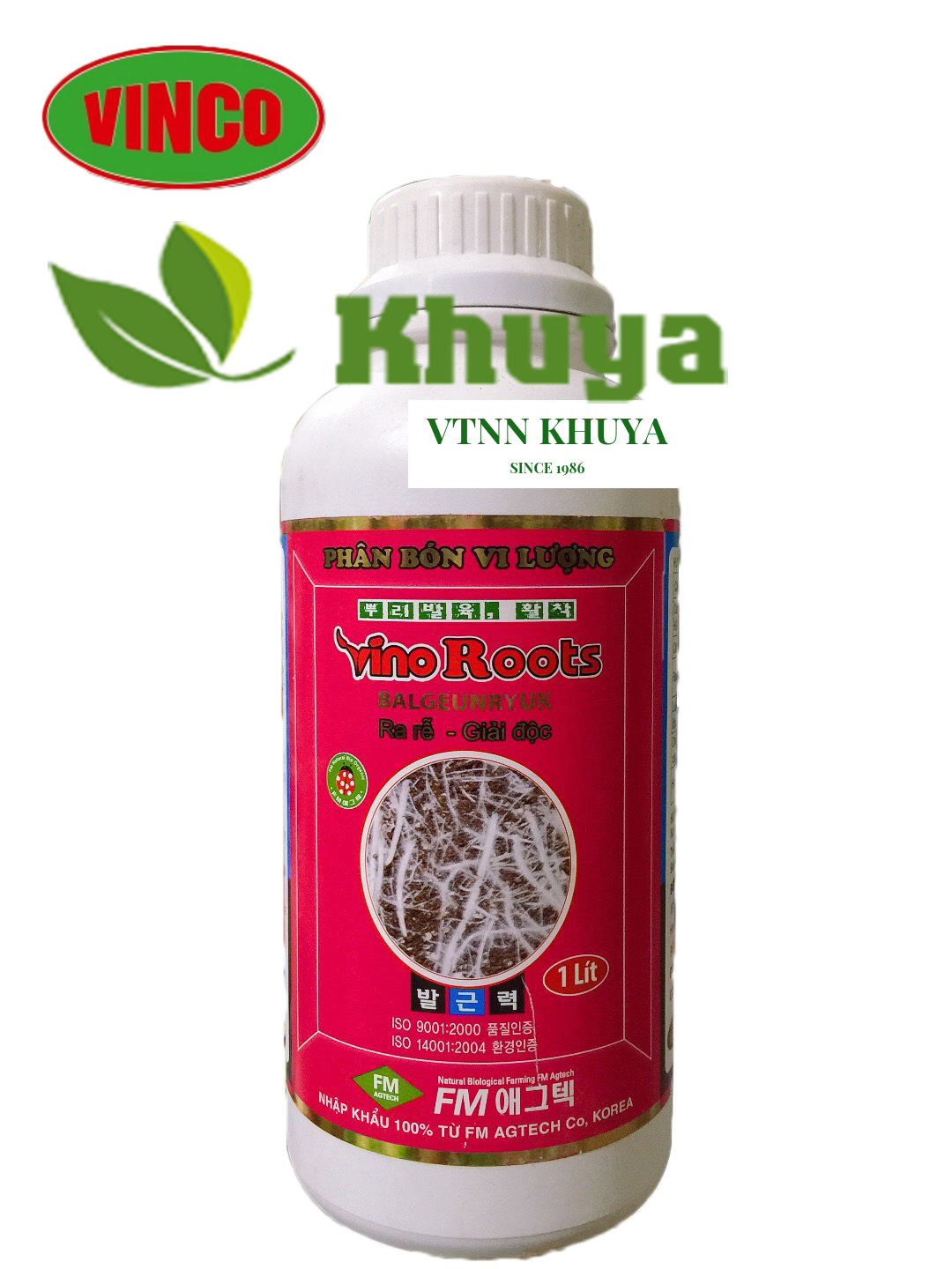 Phân bón lá vi lượng Vino Roots chai 1 lít Ra rễ Giải Độc