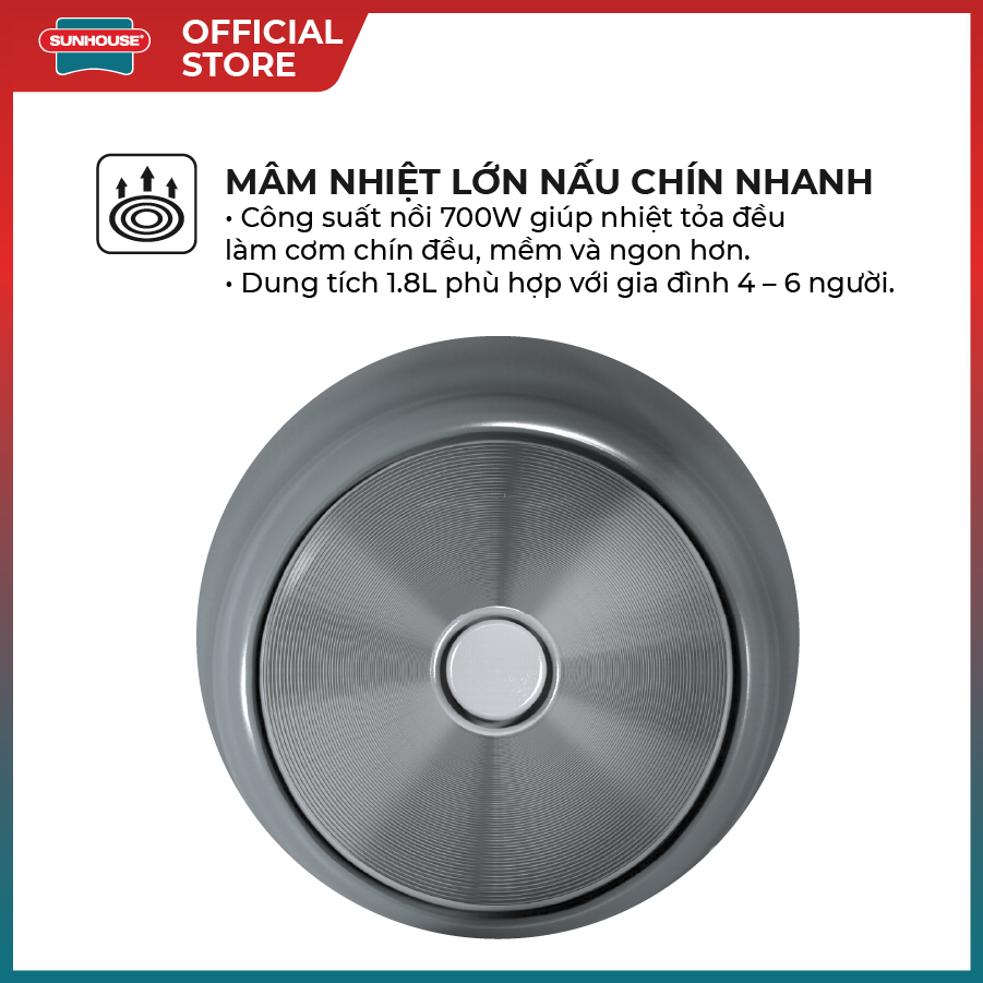 Nồi cơm điện 1.8L Sunhouse SHD8602
