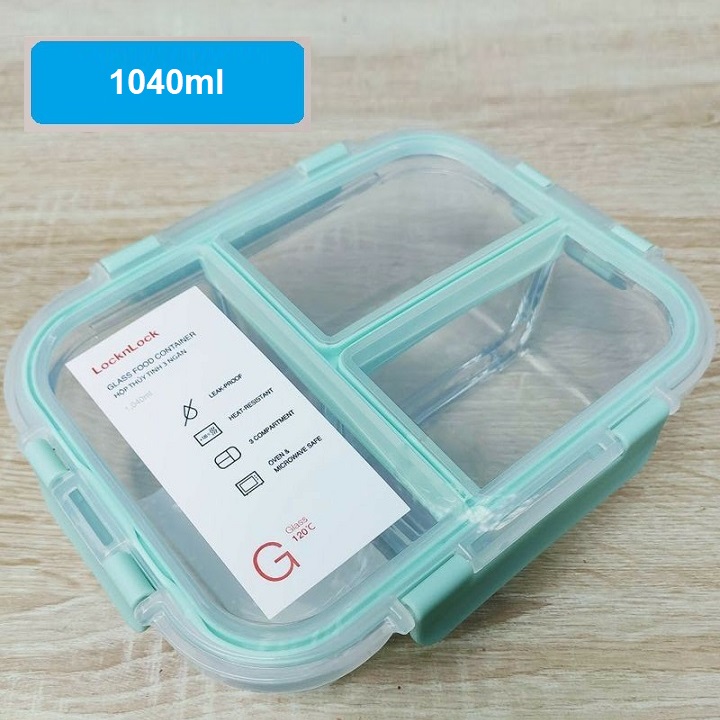 [HCM]hộp thủy tinh lock&lock 3 ngăn - hộp thủy tinh lock&lock 3 ngăn