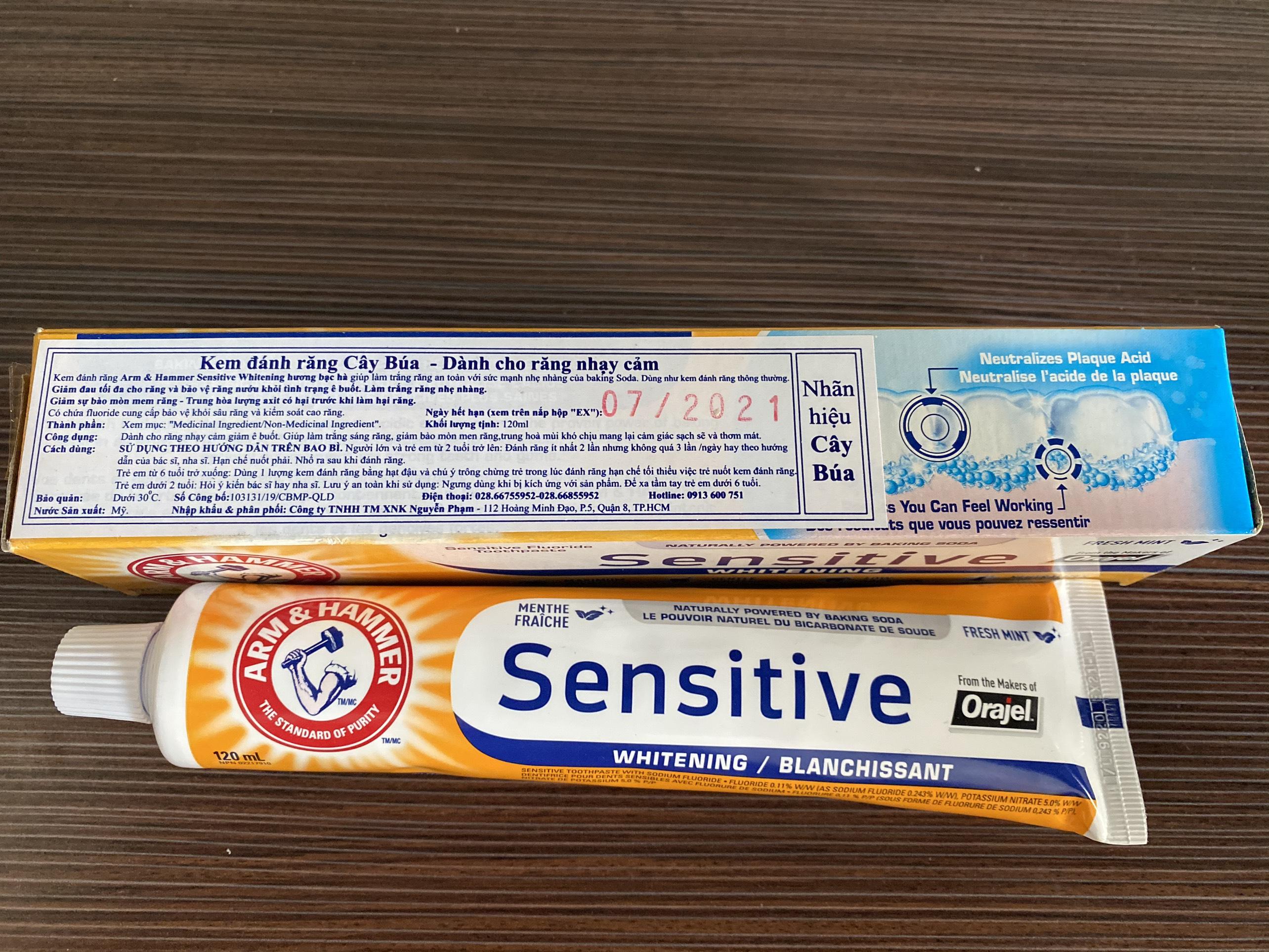 [HCM]kem đánh răng ARM & HAMMER Sensitive Whitening 120ml
