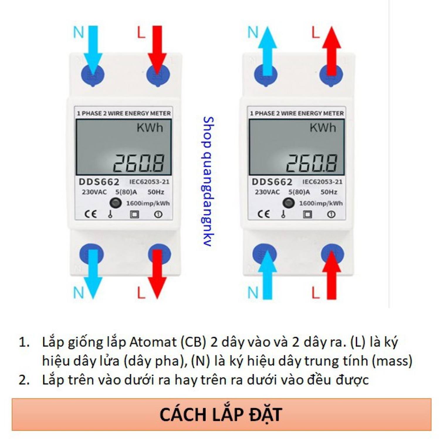 Công tơ điện tử 80A đo số điện tiêu thụ (kWh)