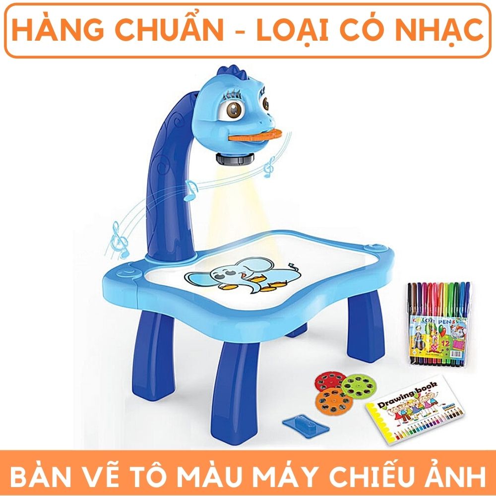 Đồ chơi bàn tập vẽ tô màu theo máy chiếu phim Hàng chuẩn có nhạc cho trẻ em mã 53019