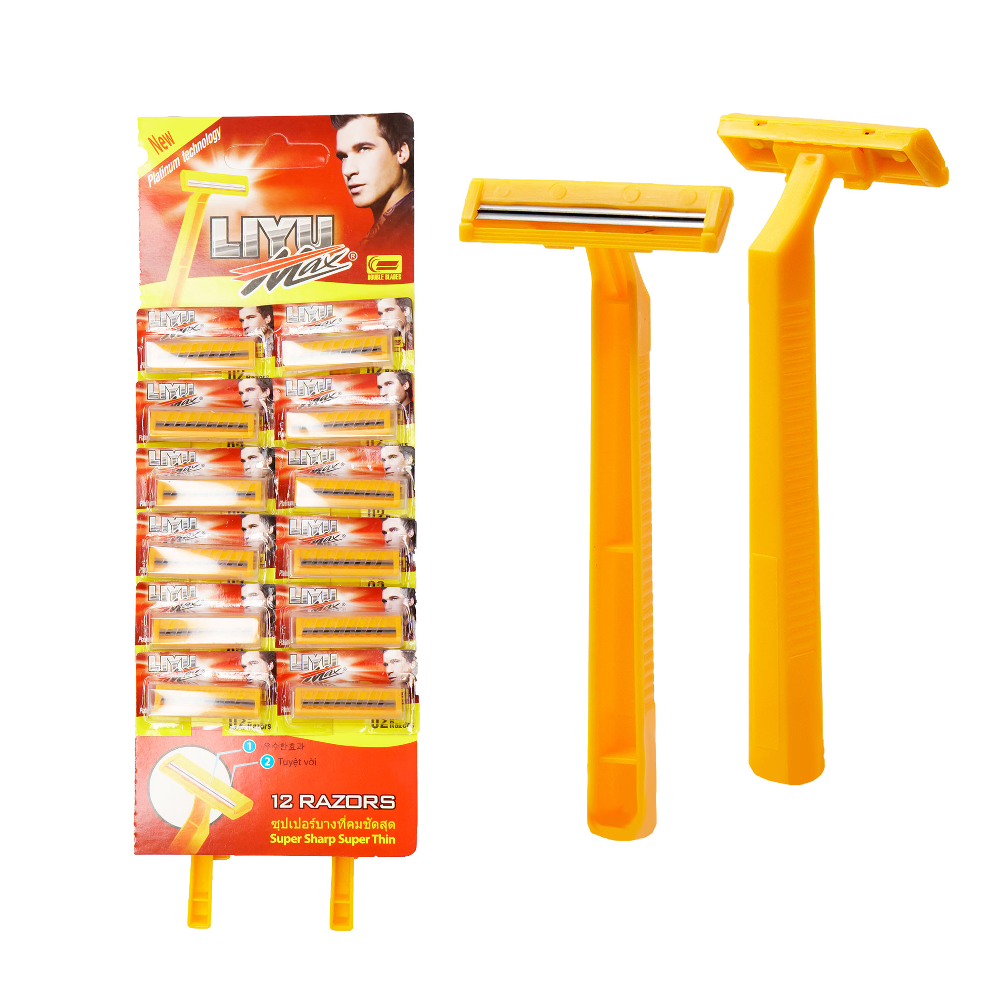 Set 12 cây dao cạo râu lưỡi kép Liyu - dao cạo râu 2 lưỡi cao cấp tiện lợi giá rẻ