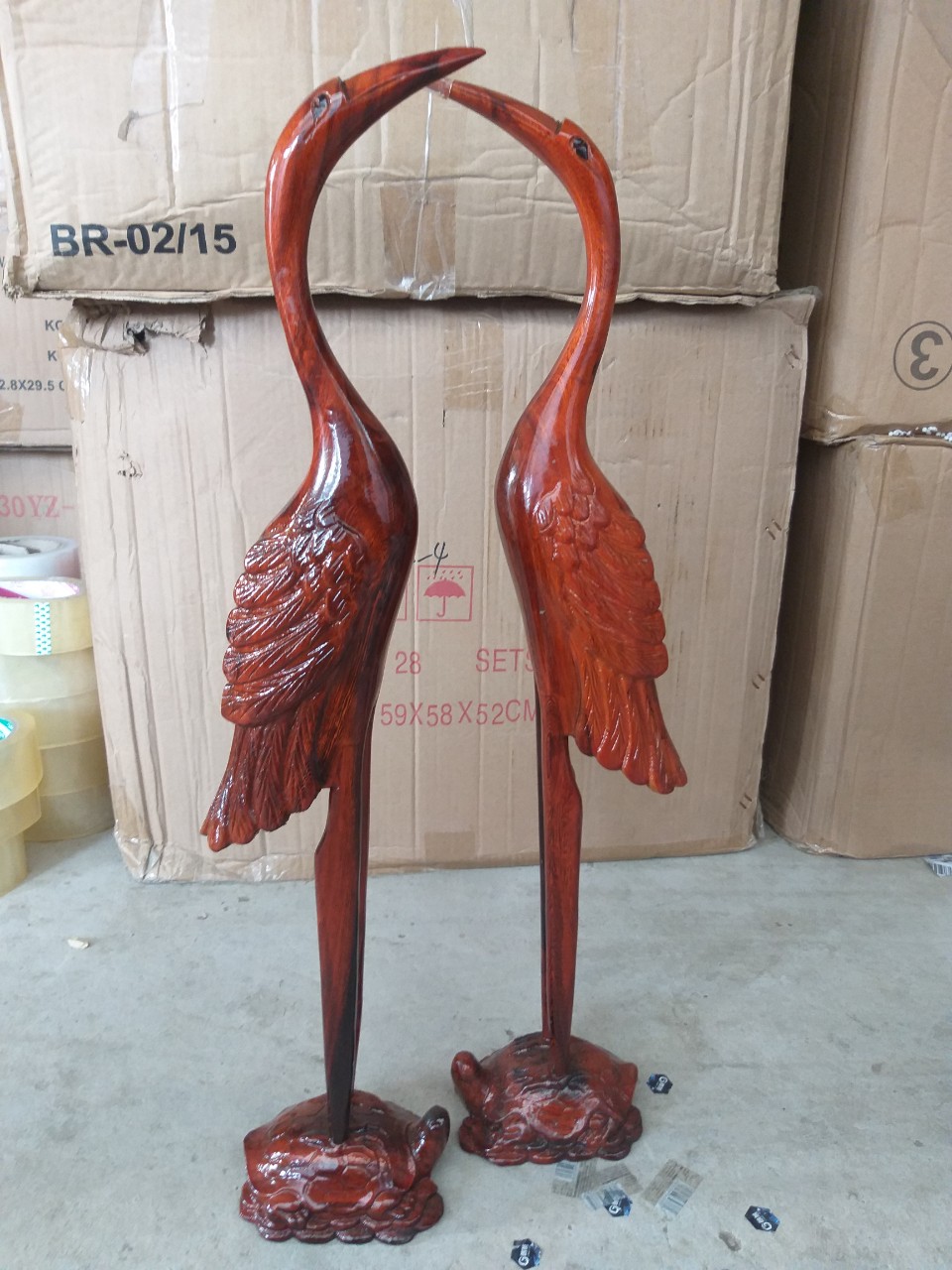 Cặp Hạc thờ bằng gỗ xoan đào cao 60cm