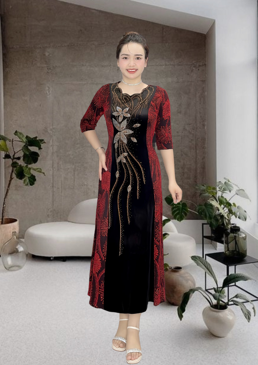 Đầm dạ hội N500 ép đá cao cấp