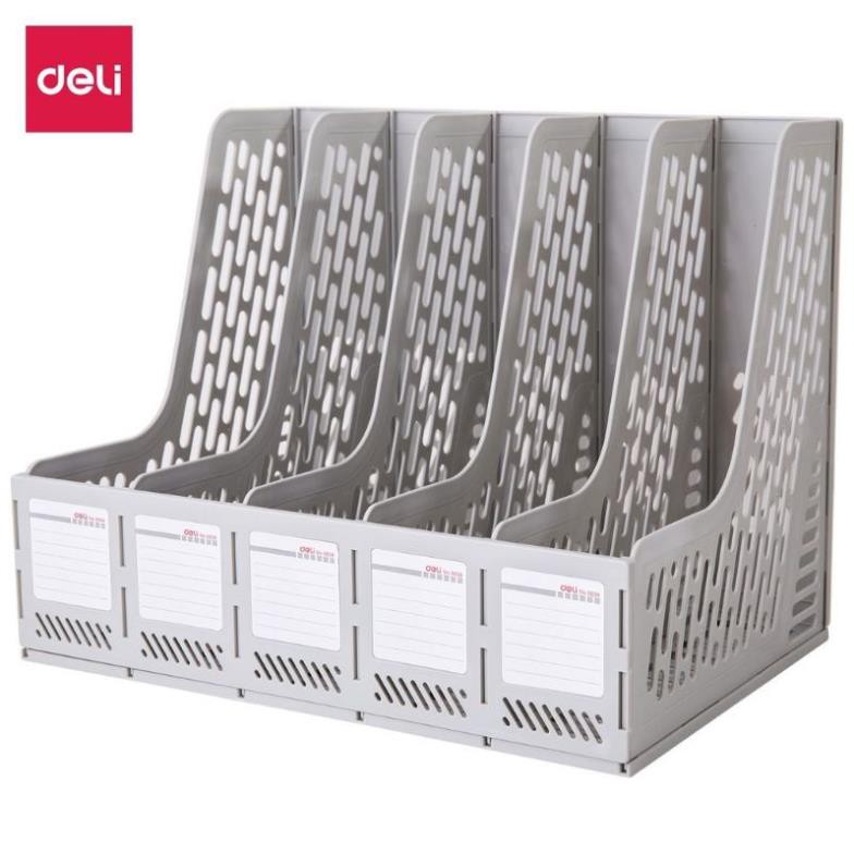 Giá đựng tài liệu - file nan 5 ngăn deli 9838 - file 5 ngăn đứng để bàn deli 9838 - kt34x25.5x27cm