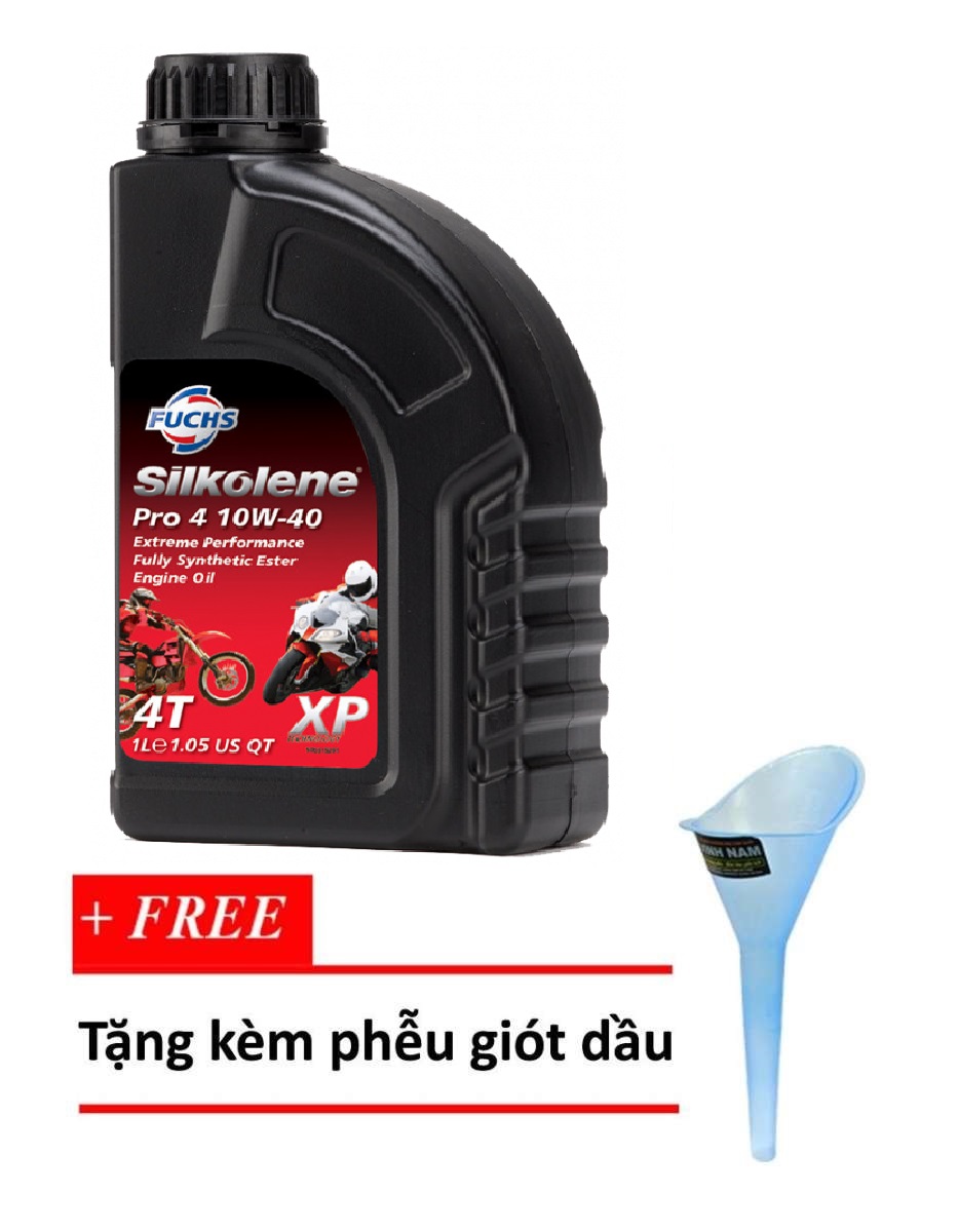 [HCM]Nhớt tổng hợp 100% Fuchs Silkoline Pro 10W-40 XP 4T 1L Tặng Phuể giót nhớt cao cấp - dùng cho tất cả xe số cao cấp Nhớt chính hãng xe Exciter Winner Sirius mô tô PKL