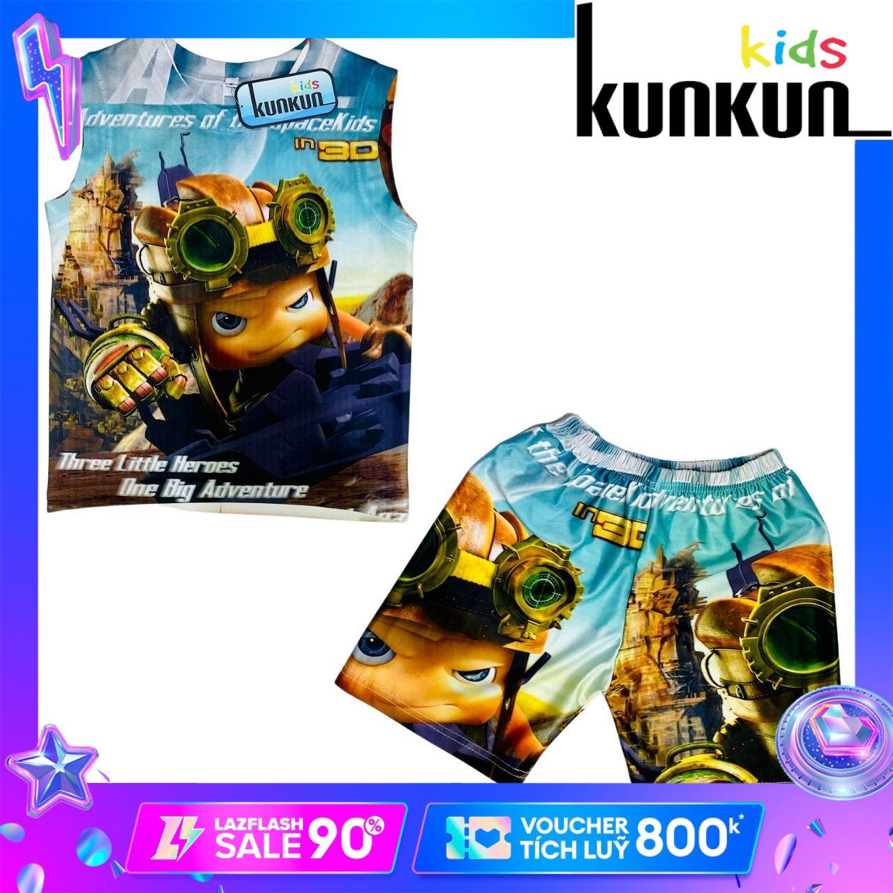 Đồ bộ bé trai in hình axel chất thun lạnh kunkun kid bl142 - bộ ba lỗ bé trai size đại từ 10-60kg
