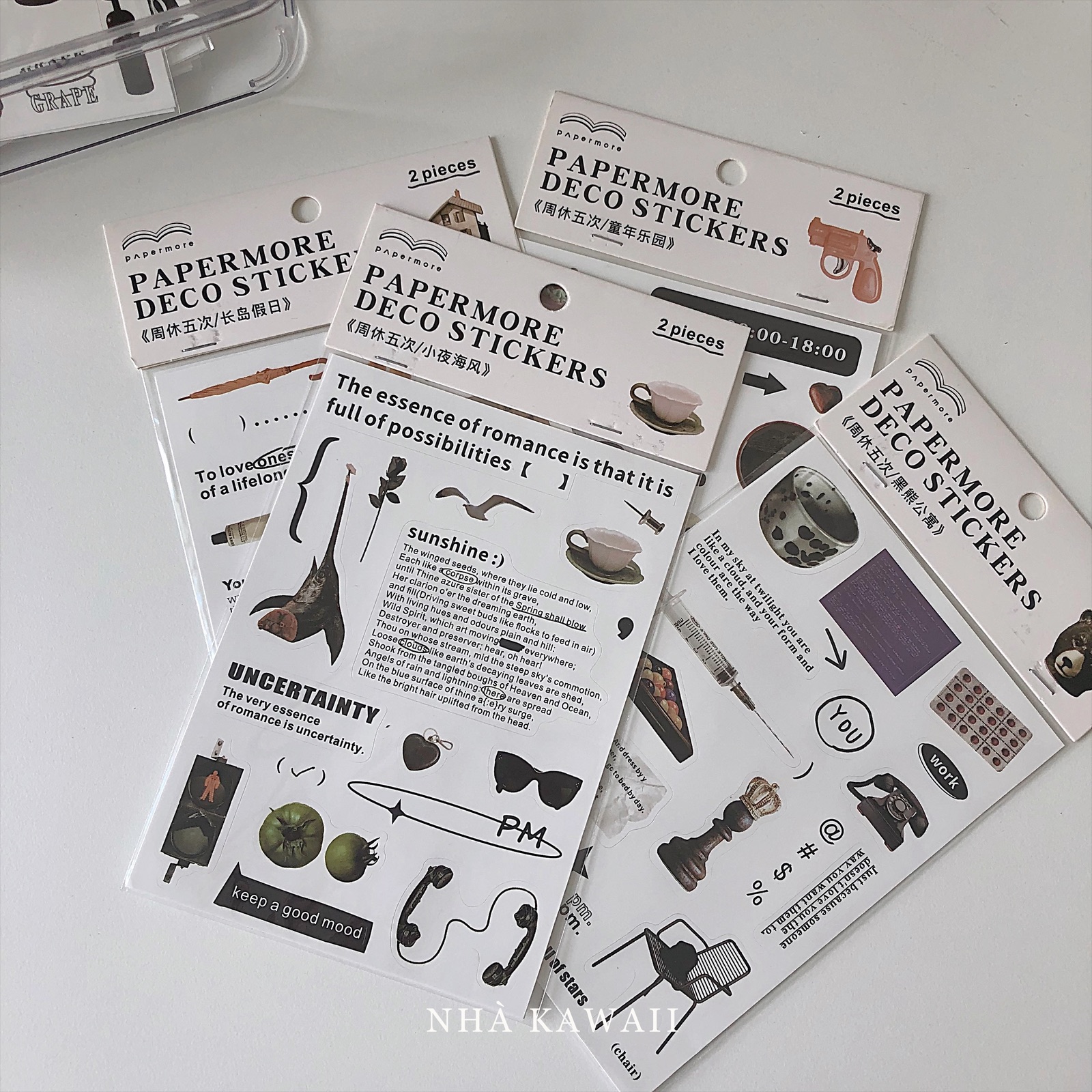 Set 2 tấm sticker Retro cắt sẵn, trang trí bullet journal
