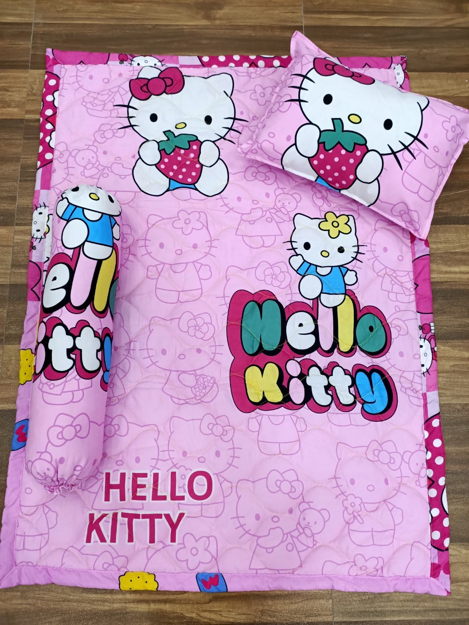 Bộ gối nệm cotton cho bé (1 nệm - 1 gối nằm -  1 gối ôm kèm ruột )