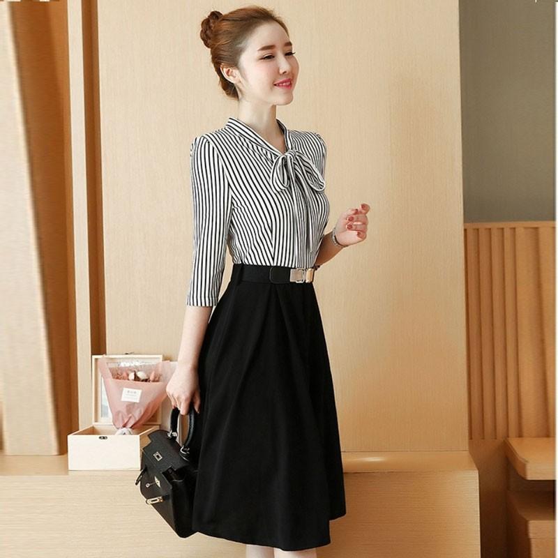 Đầm Xòe Công Sở T-D0KN2 (Đen)