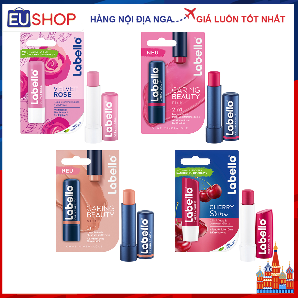 Son dưỡng môi Labello thương hiệu của Beiersdorf (Nivea) Đức 4,8g