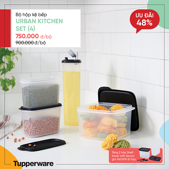 Bộ hộp kệ bếp Tupperware Urban Kitchen set 4