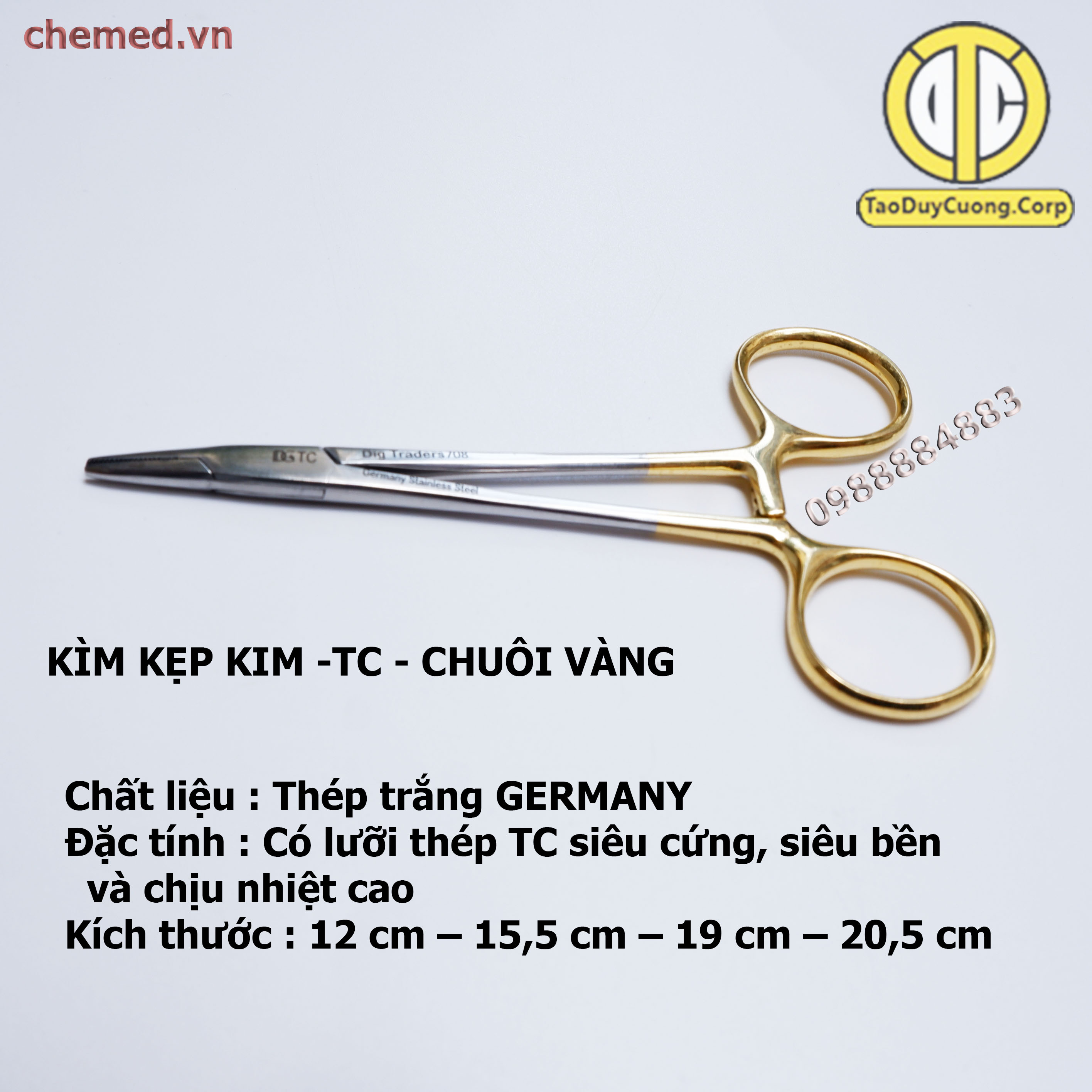 Kìm kẹp kim y tế chuôi vàng các size công nghệ Đức