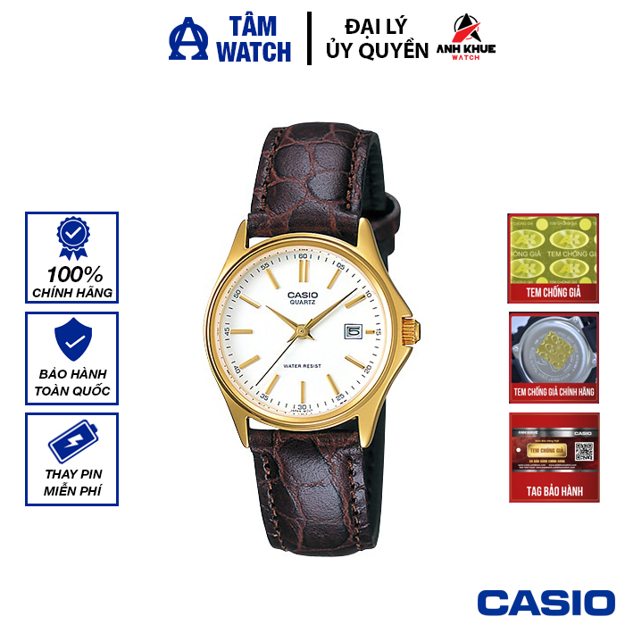 Đồng hồ nữ dây da casio standard chính hãng anh khuê ltp-1183q-7adf