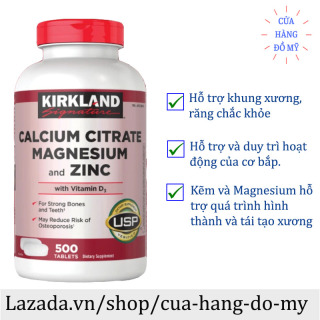 Viên Uống Kirkland Calcium Citrate Magnesium and Zinc With Vitamin D3 500 viên Kirkland - Cửa Hàng Đồ Mỹ thumbnail