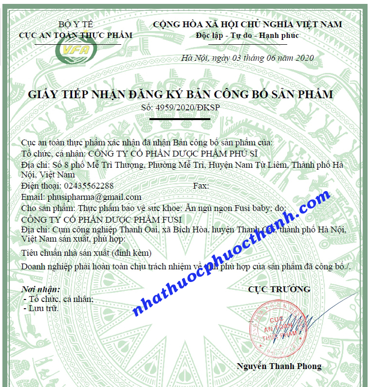 Ăn ngủ ngon Fusi Baby [ Hộp 20 ống ]