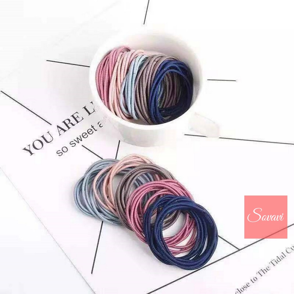 Dây buộc tóc T001 - (size 4,5cm-túi 50 dây) - Phụ kiện tóc Hàn Quốc cao cấp  Sovavi