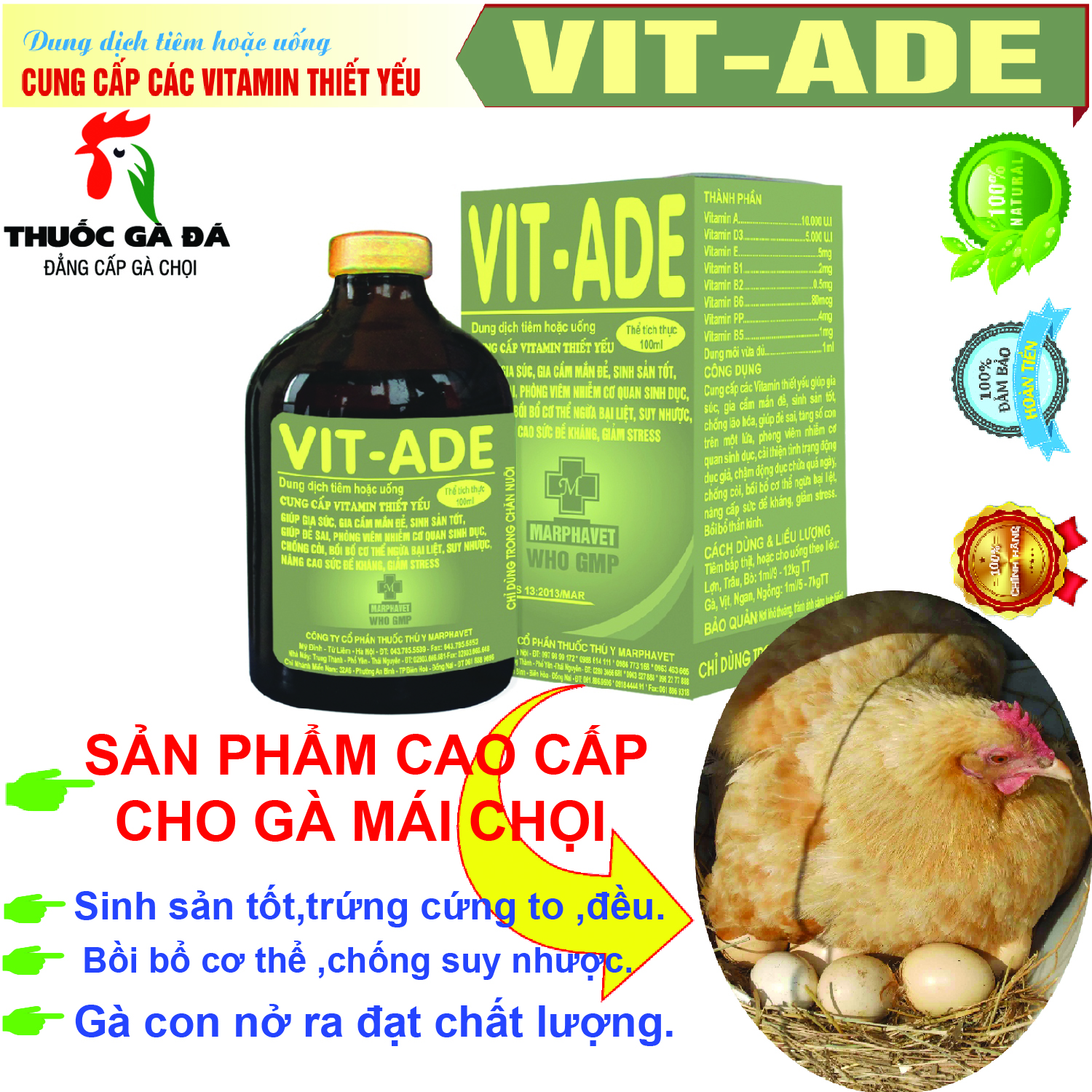 VITAMIN ADE B12 B12 CHO Gà mái,gà nọc.