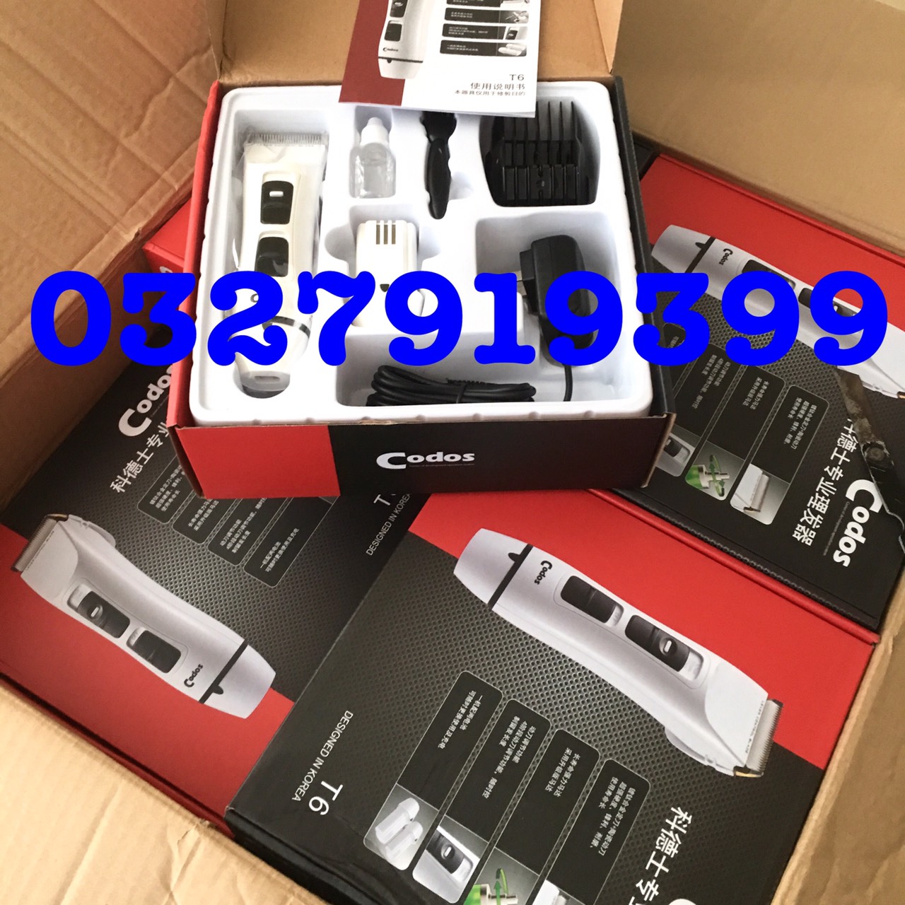 Codos 2-Battery Hair Clipper Codos T6 High-End, Compact, Led Light Displays Usage Time, 120 Minutes, 800Mah Battery, Suitable for Home and Salon