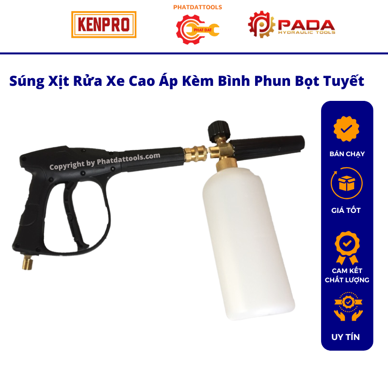 Súng Xịt Rửa Xe Cao Áp Kèm Bình Phun Bọt Tuyết Lắp Cho Máy Rửa Xe-Tặng kèm 100ml dung dịch bọt tuyết không chạm