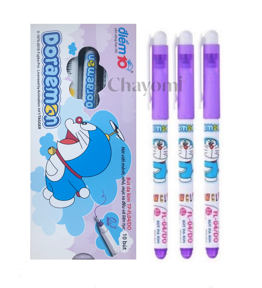 Hộp 10 Bút lông kim Thiên Long-Doraemon FL-04/DO Mực Tím