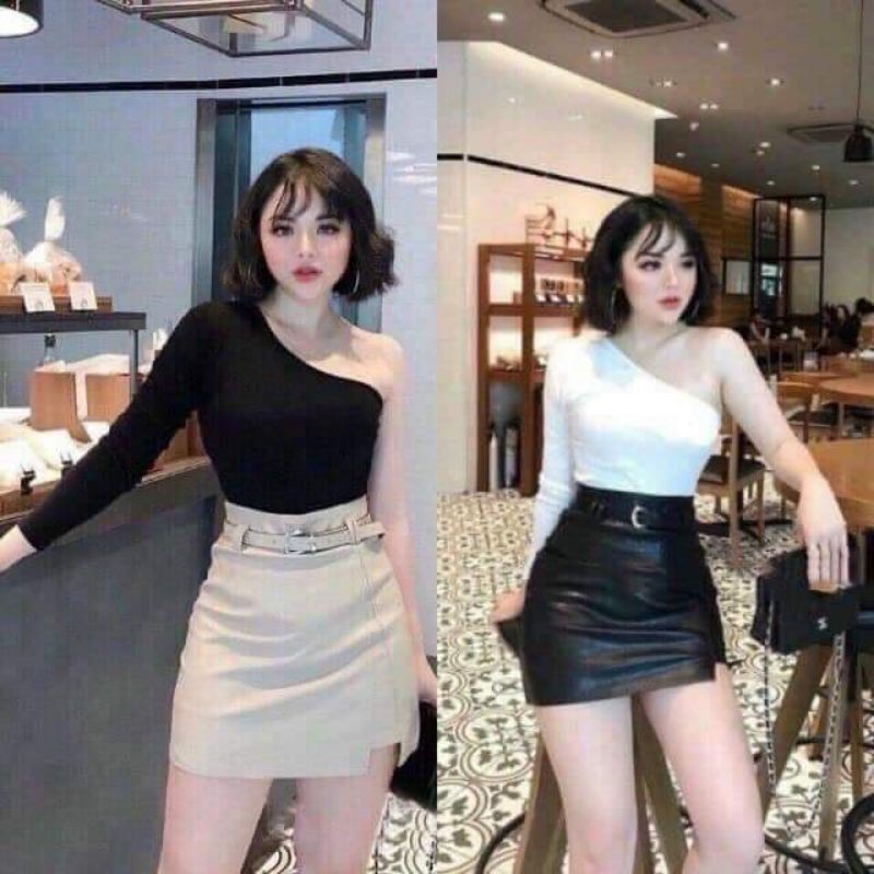 Áo Croptop Lệch Vai Tay Bồng