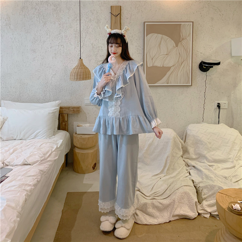 Set bộ mặc nhà phối ren tiểu thư quảng châu
