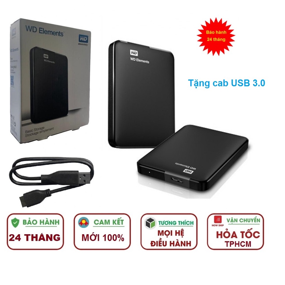 Ổ cứng di động hdd western mypasport /elements 500gb đen