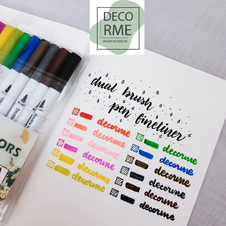 Bút dual brush pen fineliner, bút calligraphy - Lẻ 1 bút - Phụ kiện vpp DecorMe