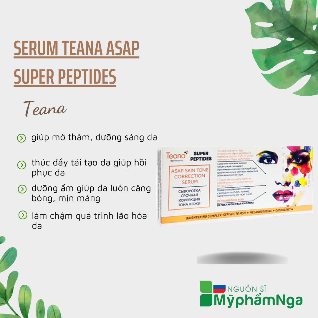 Serum Teana ASAP Super Peptides trắng da mờ thâm mụn, đồi mồi