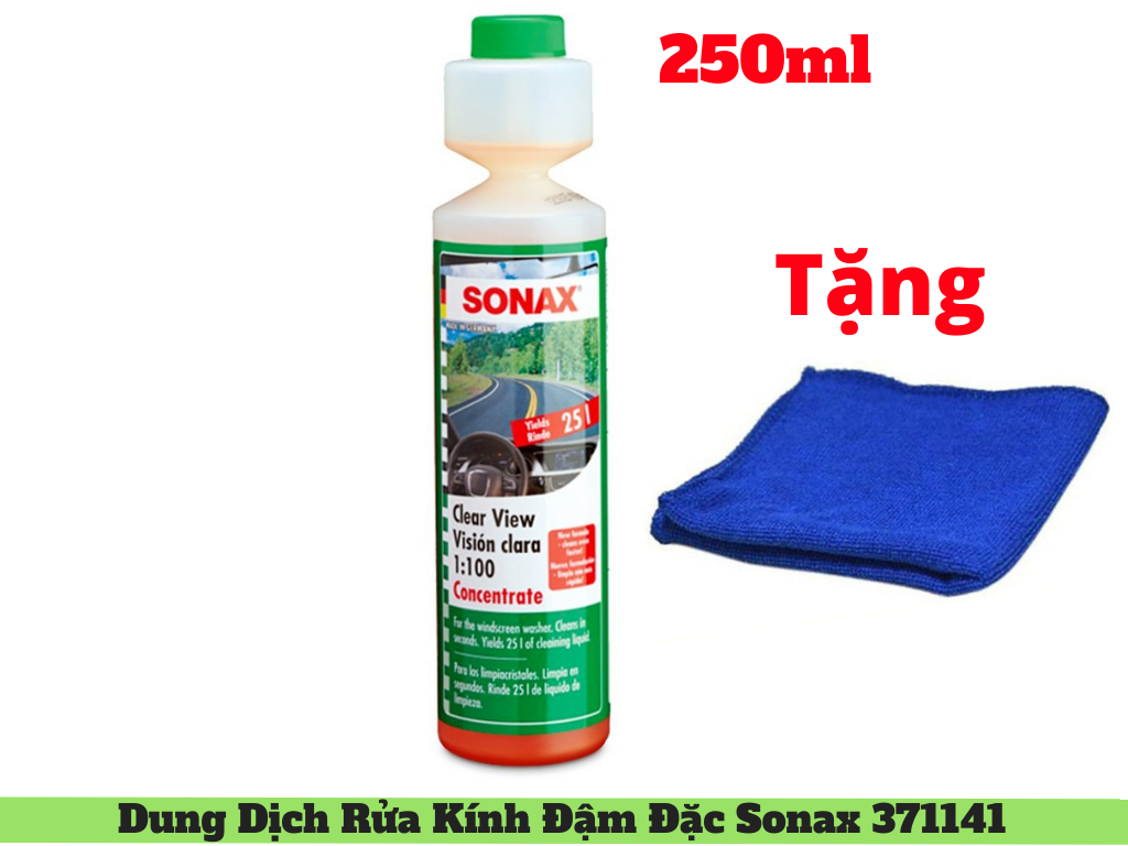 Dung Dịch Nước Rửa Kính Ô Tô Sonax 371141- 250ml Tặng Khăn
