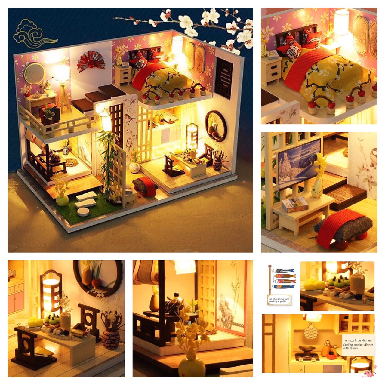 Đồ Chơi Mô Hình Nhà Gỗ Lắp Ráp DollHouse DIY Nhà Gỗ Phong Cách Nhật Bản