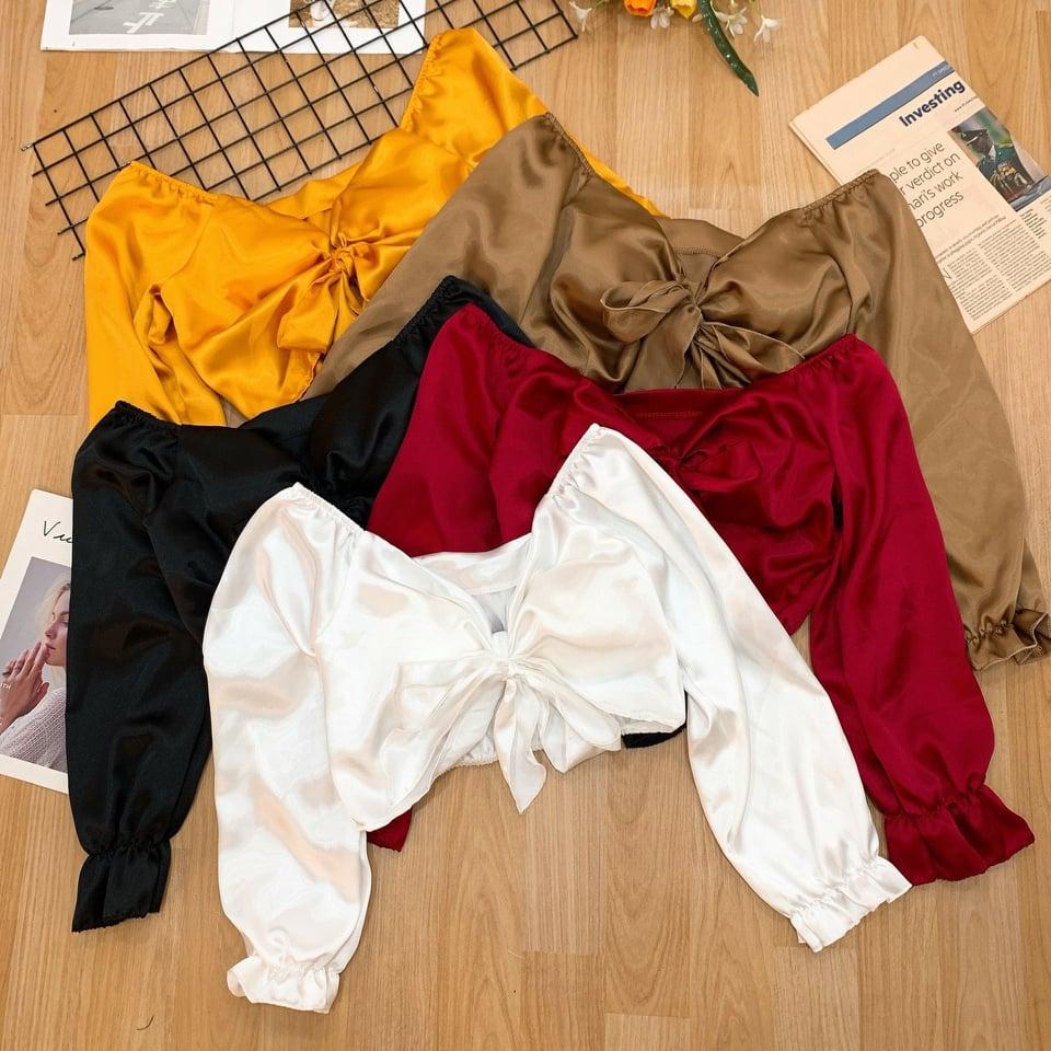 Áo phi cột nơ trước kèm mút TTKX0383