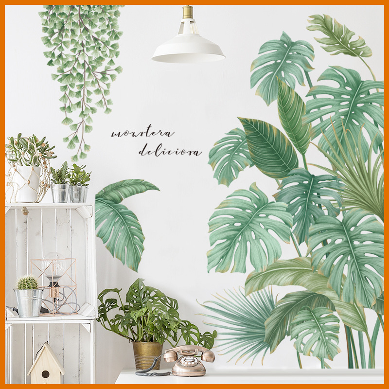 Decal dán tường cây lá nhiệt đới 02 PC bắc âu