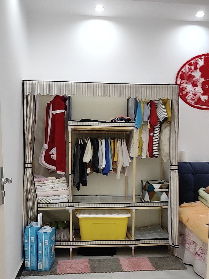 Tủ vải khung gỗ 3 buồng