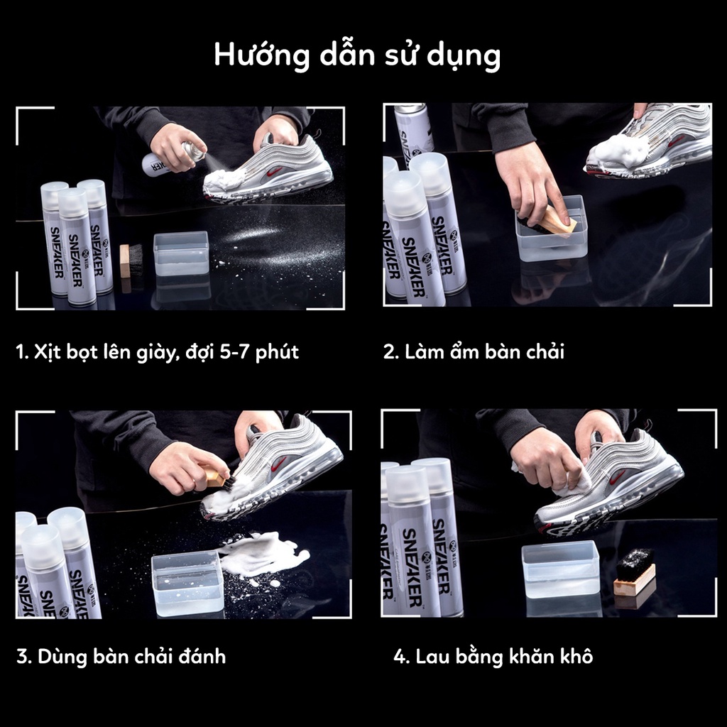 Chai xịt vệ sinh giày Sneaker 300ml Xịt bọt làm sạch giày