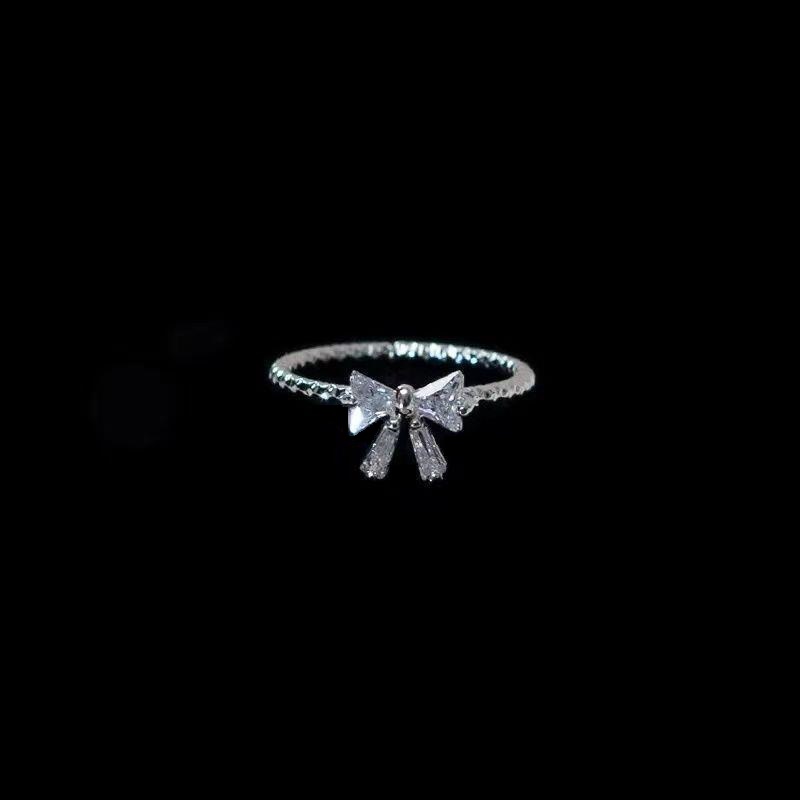 Girl Heart Dễ thương Bow Bow Ring Điều chỉnh mở vòng Lady Simple Hundred Finger Ring YVETTERY