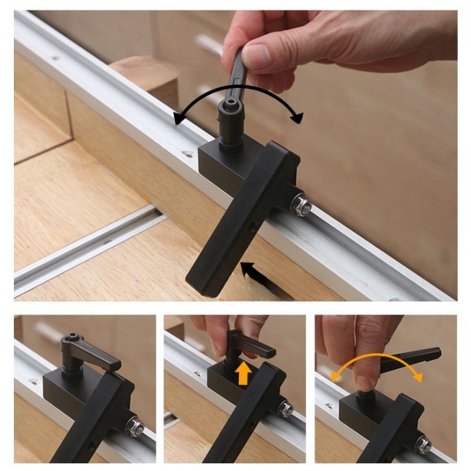 Cữ Khóa Chặn Gỗ Cho Thanh Ray Trượt Bàn Cưa