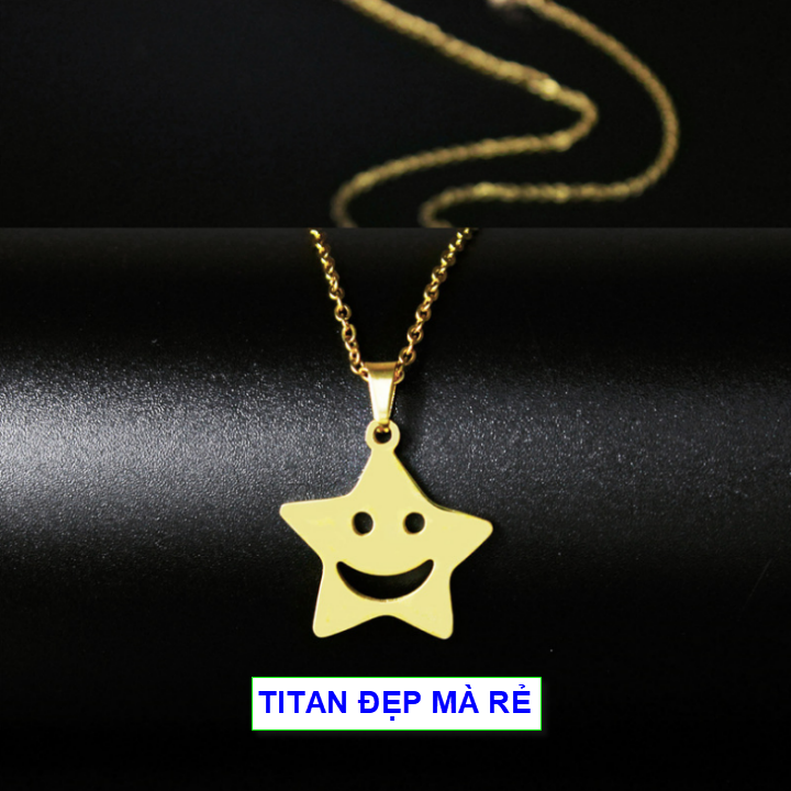 Dây chuyền hình ngôi sao vui vẽ - Hàng titan vàng 18k sáng bóng đẹp - Cam kết 1 đổi 1 nếu đen và gỉ sét