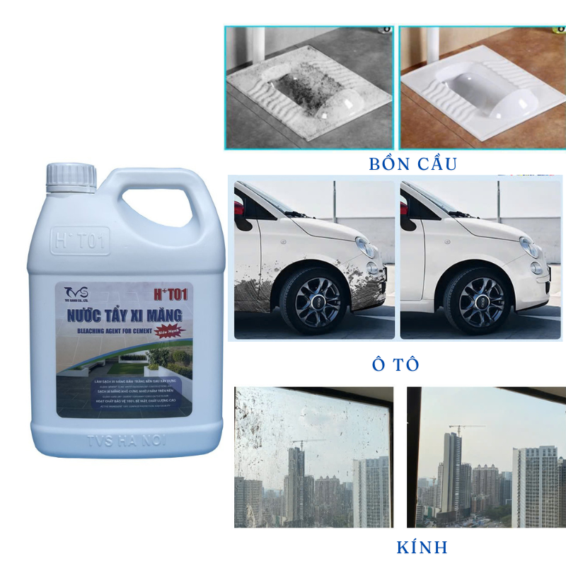 Nước tẩy xi măng HT01 1.8 lit  (chất tẩy xi măng, tẩy gỉ sét trên gạch, tẩy cặn canxi trên gạch)
