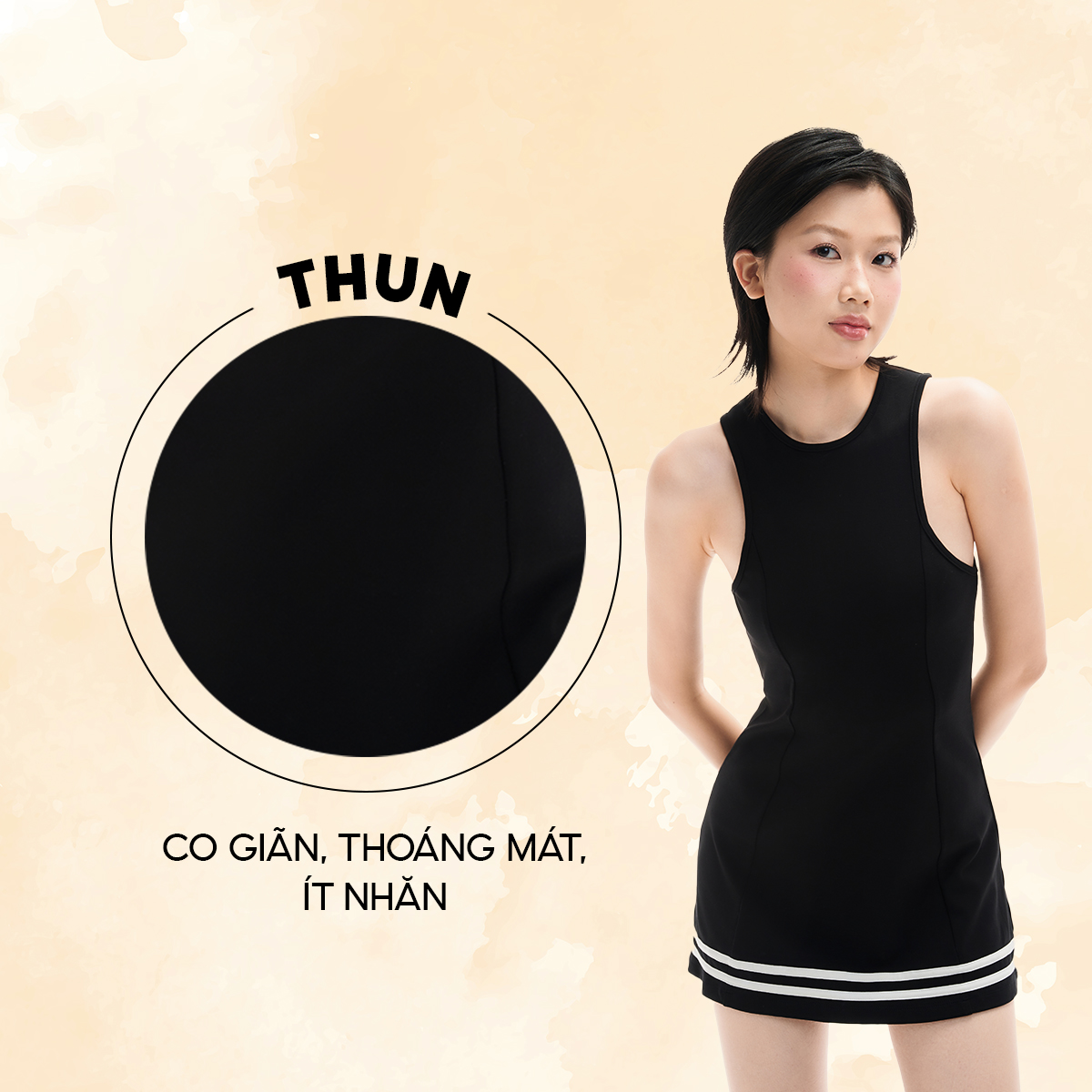 DOTTIE - Đầm sát nách phối viền - Đen - D0541