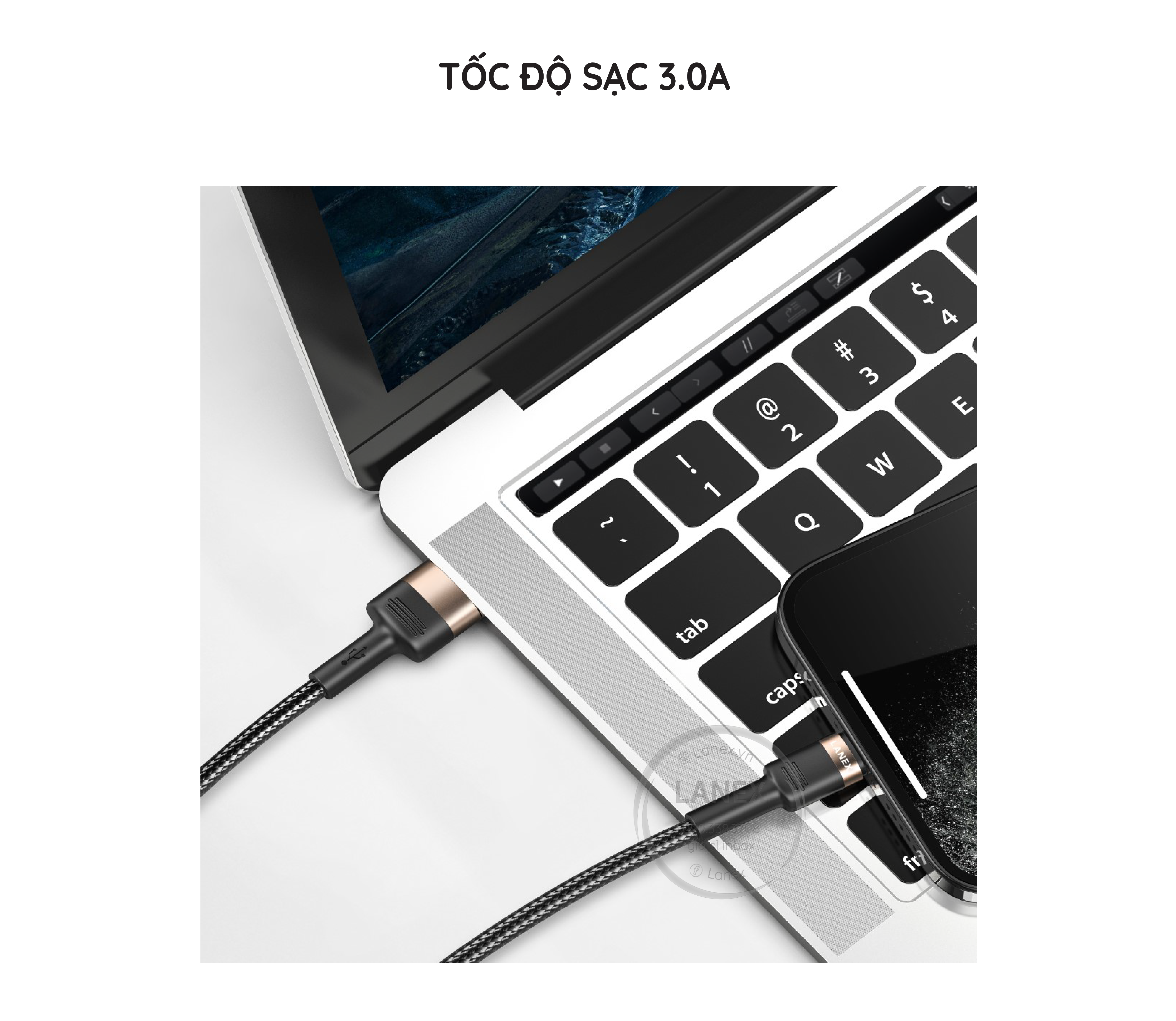 Cáp Sạc Nhanh Lanex Ltc - N17c Dây Dù Type C 3.0a Dài 1.5m