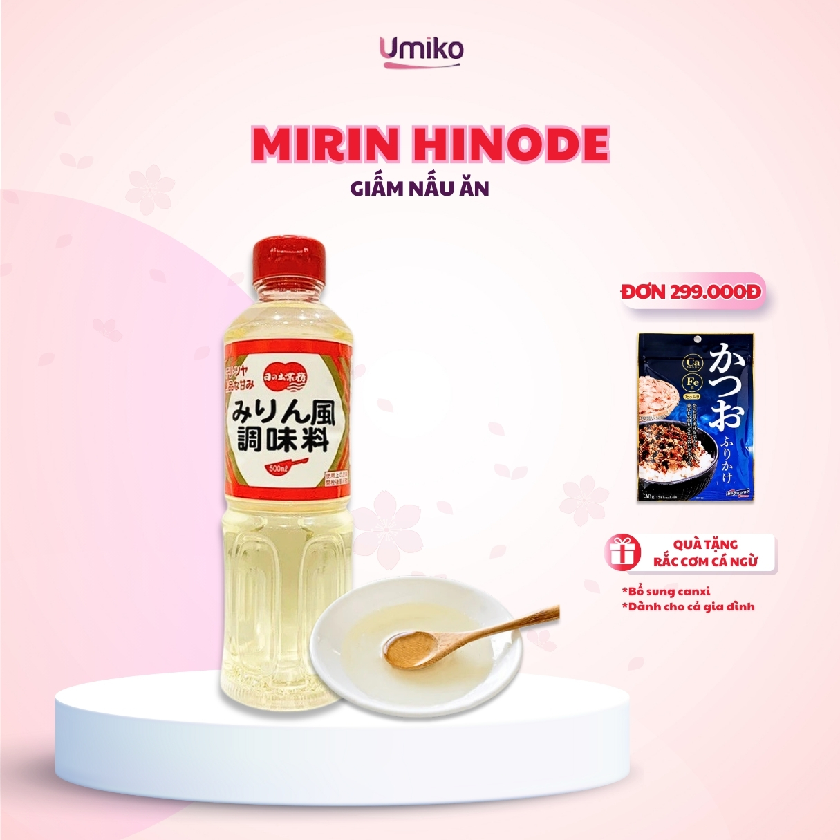 Giấm Nấu Ăn Mirin Hinode Nhật Bản rượu gạo nồng độ thấp ngọt tự nhiên- Chai 500ml