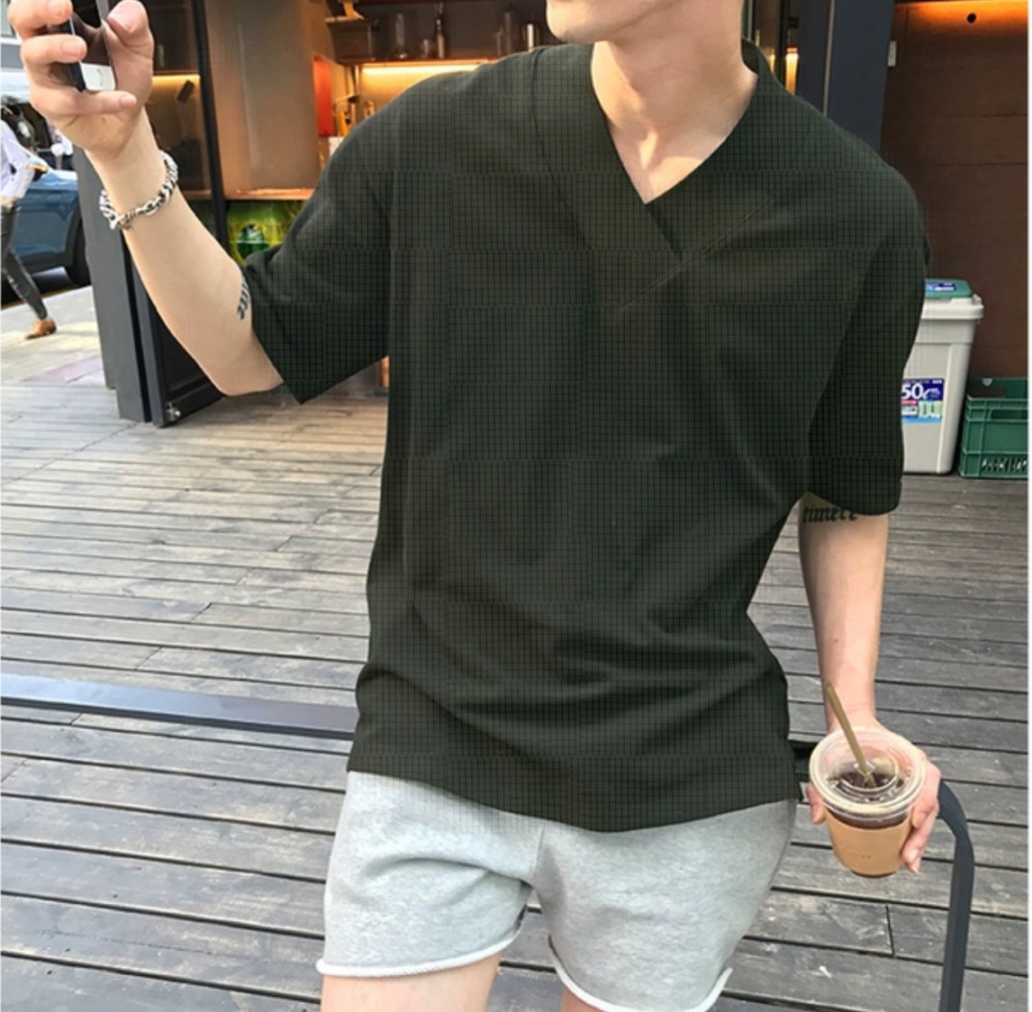 Áo thun Stee Cổ V Cotton len HOOK CVC Unisex