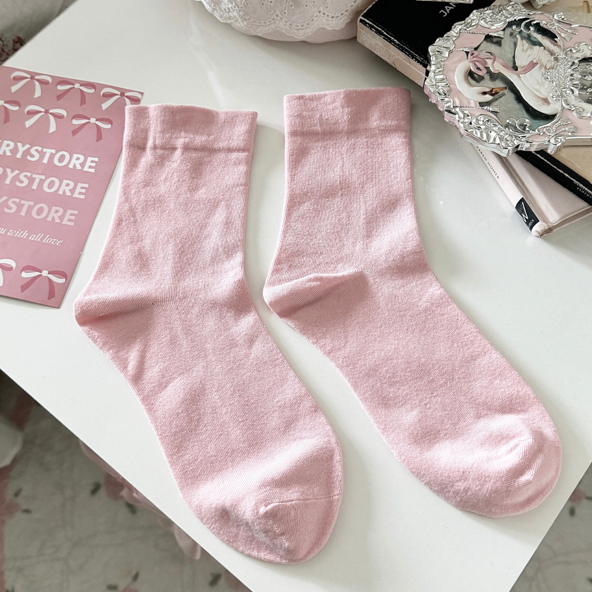 Tất trơn Basic màu pastel chất mịn đẹp Krystore TC37