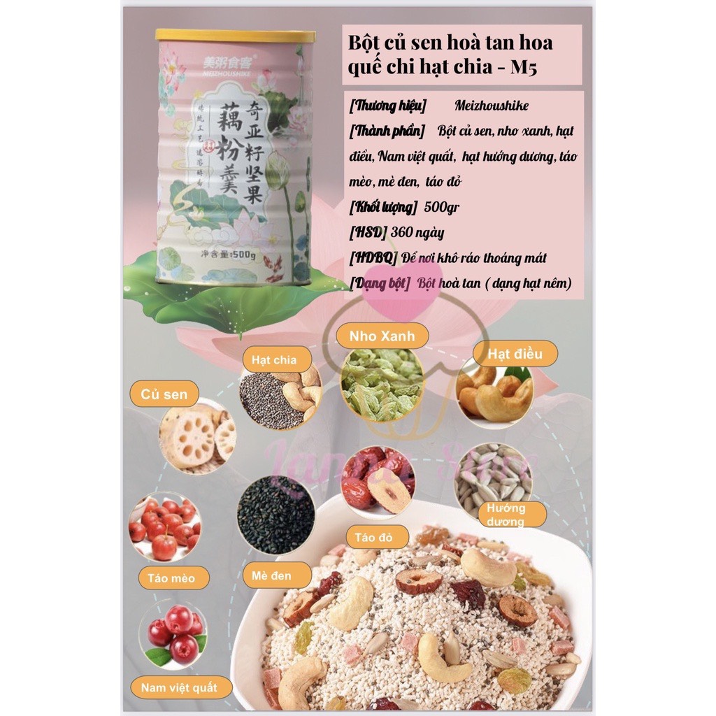 Bột sen lý tử thất hũ 500gr